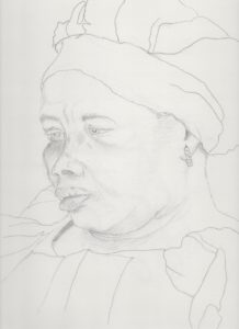 Graphite contour line drawing of African woman 8.5x11” Graphite contour line drawing 8.5x11”