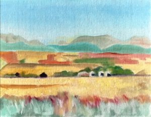 Watermixable oils Looking west from Jim Coutts Centre 8x10” Watermixable oils 8x10”